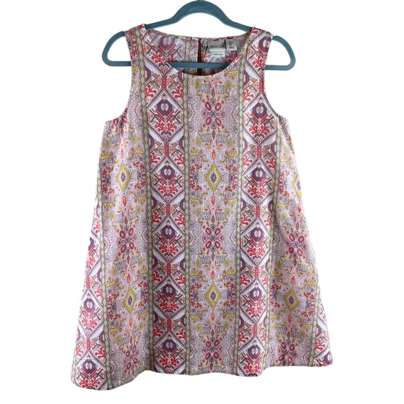 Rachel Zoe Tank Dress Sleeveless Geometric Linen Ikat Boho Trapeze Sz S - Picture 1 of 7